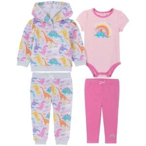 Kids Headquarters Baby Girl's Dinosaur Rainbow Themed 4-piece Set 6M New!